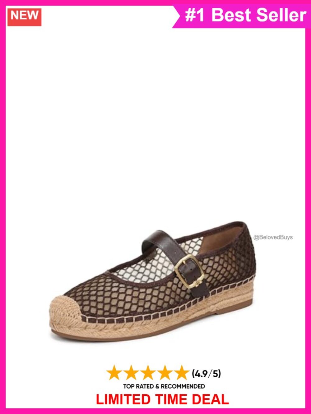 Mesh Espadrille Flats Square Toe Buckle Casual Breathable